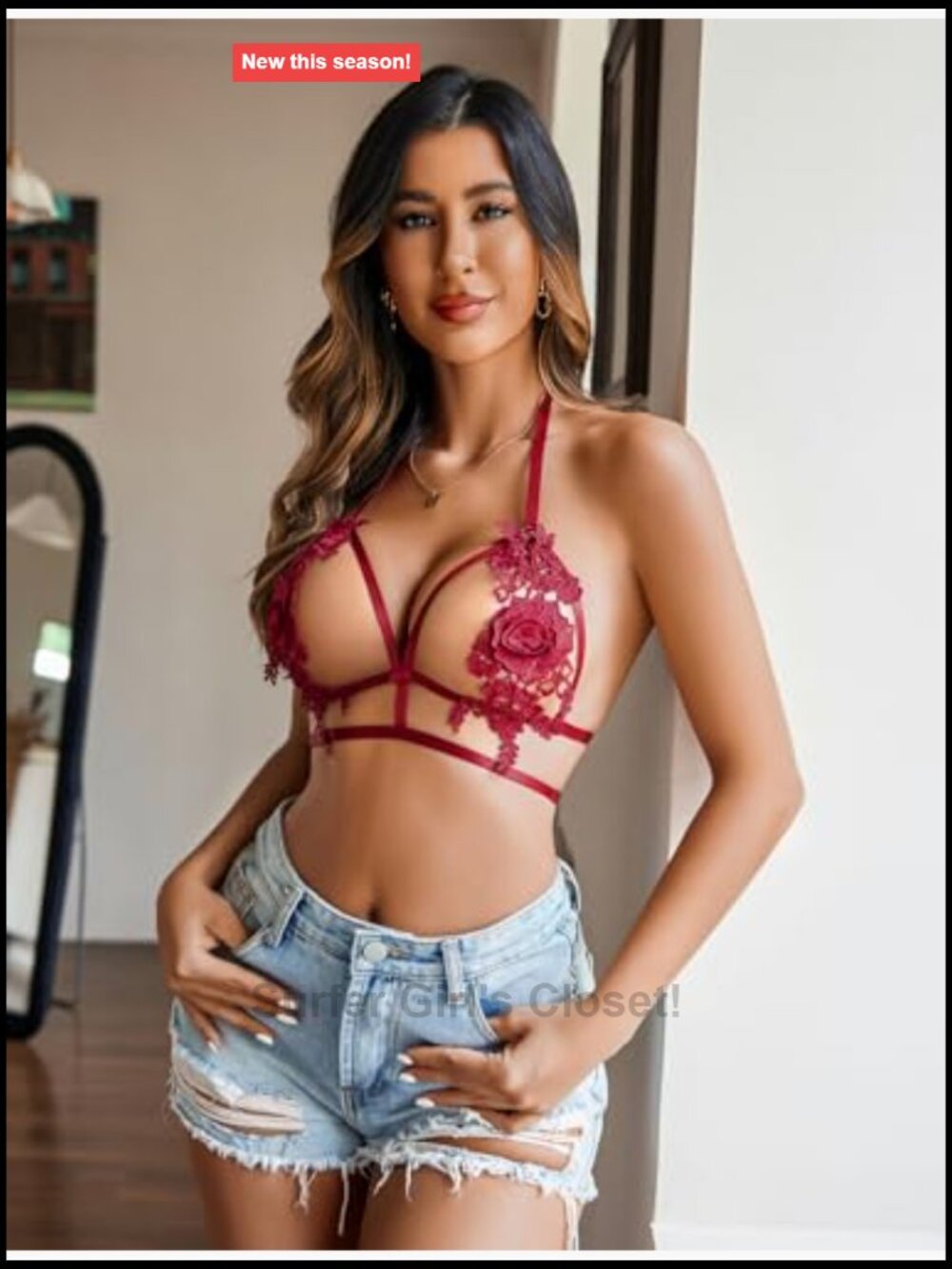 Sexy 2 Piece Bra Panty Set Cut Out Floral Lingerie for Women - Picture 5 of 7